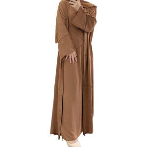 Womens Muslim Abaya Dress Islamic Prayer Outfit Inner Dress Open Front <b>Maxi</b> <b>Cardigan</b> Matching Hijab Modest Flowy Long Robe - Product Image 2