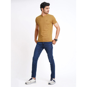 Men's Loose Fit Custom Yellow Shad Neck Plain <b>T</b>-<b>Shirt</b> Short Sleeves Anti-Pilling Spandex/<b>Polyester</b> High Street Style unisex tee - Product Image 4