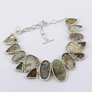 Natural Beauty Ocean Jasper 925 Sterling Silver <b>Charm</b> <b>Necklace</b> Handmade Bohemian Style Unisex Women's Jewelry - Product Image 4