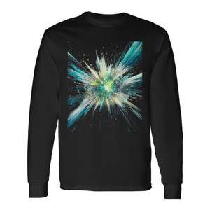T-shirt a maniche lunghe con stampa astratta di esplosione spaziale, scoppio cosmico vibrante, supernova - Product Image 1