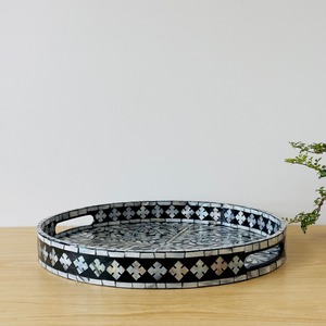 Plateau de service en incrustation d'os Beau plateau de service en incrustation d'os artisanal indien décoratif Motif floral de créateur fait à la main à bas prix - Product Image 6