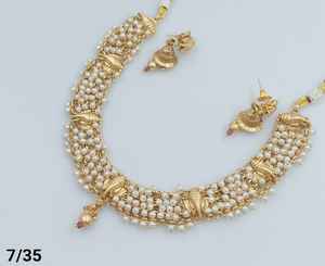 DERNIER ENSEMBLE DE BIJOUX ANTIQUE TRADITIONNEL ET À LA MODE DU TEMPLE INDIEN DU SUD ET ENSEMBLE DE COLLIER EN CUIVRE SUD POUR FEMMES NAD GIRLS - Product Image 3