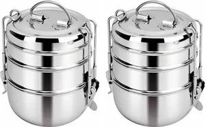 Boîte Tiffin en acier inoxydable avec clip de verrouillage boîtes à lunch d'emballage alimentaire avec design de couleur personnalisé fabriqué en Inde en gros - Product Image 4