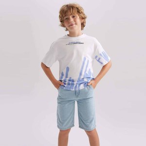 กางเกงขาสั้นหลวมล้างผ้ายีนส์กางเกงยีนส์พอดีกับเด็กชายสบายๆระบายอากาศสั้นซิปบินถุงยีนส์สําหรับเด็กเด็กชายสั้น - Product Image 4