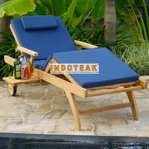 Chaise longue de patio en bois massif de luxe d'Indonésie, mobilier d'extérieur, lit de repos pour hôtel, cour, parc et villa - Prix de gros - Product Image 4
