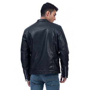 แจ็คเก็ตหนังผู้ชายสุดเทรนดี้ คอสูง ผิวเรียบเนียน ผลิตจากหนัง PU พร้อมการเย็บแบบมีสไตล์ - Product Image 6
