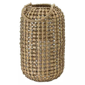 Vietrustic moderne tissé lanterne lumière ouragan bougeoir jonc de mer Jute lanterne suspendus bougeoirs - Product Image 4