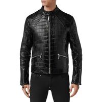 Blouson en cuir pour homme de haute qualité, style motard, à capuche, col montant, fermeture éclair, respirant, teint uni, pour l'hiver