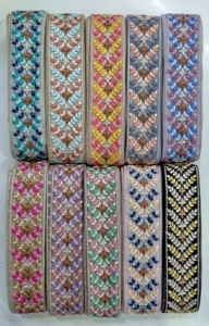 Custom Made Floral Embroidered in Ten Colour Ways in Ethnic Designs for Various Purposes in One & a Half Inch Width. - Product Image 4