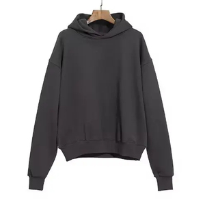Sudadera con Capucha Extra Grande para Hombre, Color Sólido, Corte Regular, Tejido de Felpa Francesa, Estilo Casual para Otoño, Gris - Product Image 2