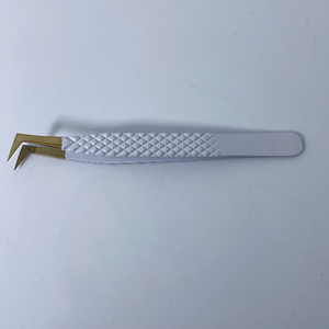 Pince à épiler blanc mat et or en gros en acier inoxydable pince à cils de qualité fine pince à cils droite et incurvée de qualité supérieure - Product Image 2