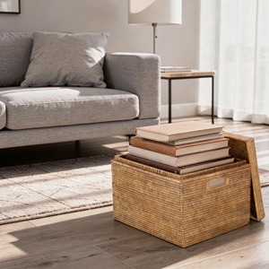 Cesta rectangular de ratán con tapa, cesta de almacenamiento hecha a mano, venta al por mayor, ecológica, hecha en Vietnam - Product Image 6