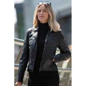 Veste de moto en cuir pour femme, nouvelle conception personnalisée, manches longues, couleurs personnalisées, fermeture éclair, tricot respirant - Product Image 1