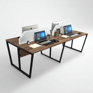 HBTC050 Mesa de Estilo Contemporáneo Minimalista para Cuatro Personas, 240x120cm, Melamina, Contrachapado, Patas Ensambladas, para Dormitorio - Product Image 1