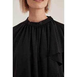 Blusa de Gasa Floral con Cuello con Volantes Decorados para Mujer, Oficina, Primavera - Product Image 5
