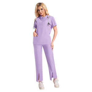 ชุดสครับสำหรับโรงพยาบาลสำหรับทุกเพศชุดสครับขัดผิวด้วยผ้าเนื้อละเอียดทางการแพทย์พยาบาลโรงพยาบาลพร้อมชุดขัดผิวแขนสั้นสำหรับผู้หญิง - Product Image 5