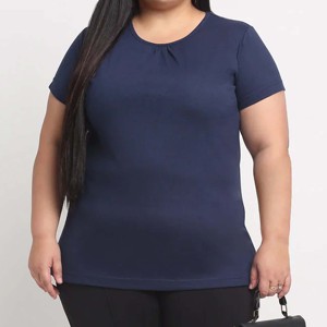 2025 femmes décontracté mince ajusté coton T-Shirt sur mesure uni à manches courtes conception quantité minimale de commande bas pour la mode d'été - Product Image 5