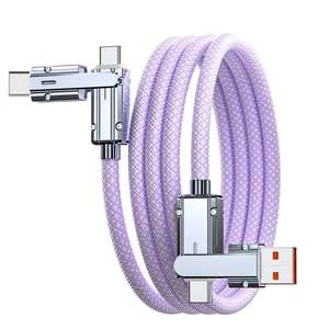 Cavo di Ricarica Rapida 2 in 2 in Nylon Resistente Heavy Duty 540 °   Cavo di ricarica e sincronizzazione dati USB-C a USB-C rotante con USB-A e USB-C - Product Image 3