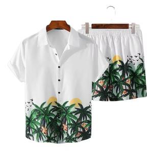 Vêtements de plage hawaïens pour hommes chemise imprimée à manches courtes short de plage imprimé nouvelle vague d'été ensemble deux pièces - Product Image 1