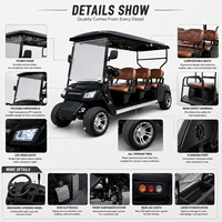 Voiturette de golf électrique 6 places UCJD-DH-15, luxe, pour parcours de golf, hôtel, usage commercial et touristique.
