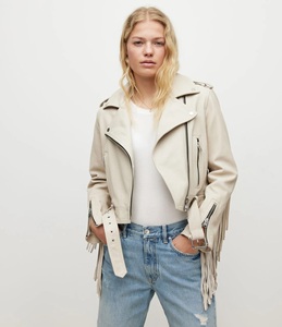 แจ็คเก็ตหนังแท้สีเบจพรีเมี่ยมสำหรับผู้หญิง-เสื้อโค้ทหนังหรูหราสำหรับผู้หญิงแฟชั่น - Product Image 6