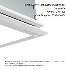 ETL/HVI AC 10 inch afzuigventilator met bewegingssensor, timer en licht, stille timer voor huishoudelijke badkamers en douchekamers - Product Image 2