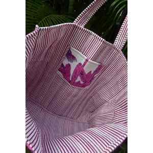 Sac fourre-tout de haute qualité en coton blanc à panneaux, imprimé à la main, avec fermeture éclair, broderie bohème, textile RAJASTHANI pour femme - Product Image 2