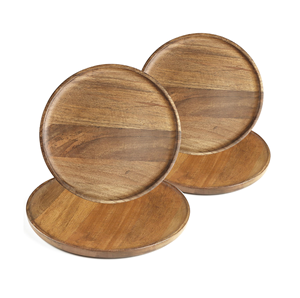 Plato cargador de madera de mango macizo, bandeja, plato grande de madera, bonito plato cargador de utensilios de cocina y platos de cena - Product Image 4