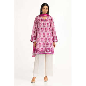 Conjunto de 3 Piezas de Chifón Estampado Morado Informal para Mujer, Primavera/Verano, Conjunto de 2 Piezas con Pantalones Cortos por Encima de la Rodilla - Product Image 1