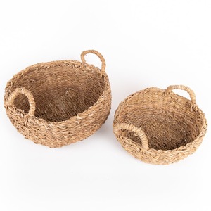 Seagrass storage <b>baskets</b> nesting <b>sea</b> <b>grass</b> <b>basket</b> organizer with handle raffia straw bowls - Product Image 6
