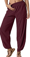 Pantalons Harem à Jambes Larges pour Femmes, Style Bohème, Décontracté, Ample, Palazzo, Taille Élastique, Poches, Nouveauté du Bangladesh, Vêtements Directement de l'Usine