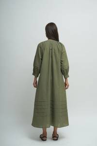 100% algodón Pintex Maxi vestido túnica cómoda ropa de trabajo informal de gran tamaño con mangas largas y método de tejido de bolsillo - Product Image 4