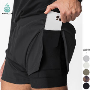 Short de jogging pour homme Fitness Short d'entraînement respirant à séchage rapide Double couche avec short de gymnastique à compression de poche - Product Image 3