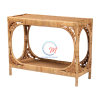 Table basse en rotin tressé spirale bohème artisanale, moderne, unique, multifonctionnelle, écologique et durable pour l'entrée