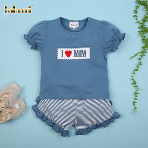 Set di <span class=keywords><strong>abbigliamento</strong></span> per ragazze all'ingrosso personalizzati <span class=keywords><strong>mamma</strong></span> ODM-BB3049 100% cotone modello geometrico di lusso OEKO-TEX certificato - Product Image 3