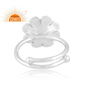 แหวนพลอยบุษราคัมธรรมชาติสีเงินแท้ดีไซน์ลายดอกไม้แหวนวางซ้อนกันได้ - Product Image 4