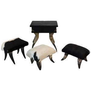 Tabouret en corne naturelle fait main avec structure en bois de qualité supérieure pour collection de décoration intérieure de luxe par CRAFT ZONE EXPORT - Product Image 3