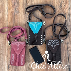 Nouveau personnalisé botte point daim cuir téléphone pochette sac en cuir véritable mince téléphone portable sac téléphone transporteur femmes sac à bandoulière - Product Image 1