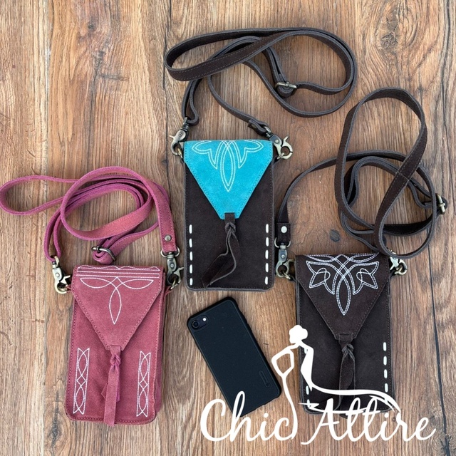 New Personalized Boot Stitch Suede Leather Phone Pouch Bag Genuine Leather Slim Cell Phone Bag Phone Carrier Women Crossbody Bag