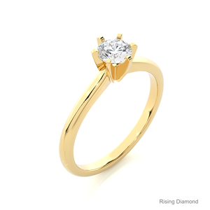 แหวนหมั้นเพชรทรงกลม0.4กะรัตสีเหลืองทองของขวัญครบรอบปีพิเศษสำหรับแหวนเพชร CVD ของเธอ - Product Image 4