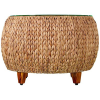 Tabourets ronds en jacinthe d'eau Ottoman et tables d'appoint Décor naturel fait à la main pour salon ou chambre à coucher écologique