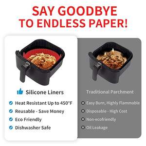 Garnitures en silicone pour friteuse 8 pouces réutilisables rouge bleu 2 packs pour 3 à 5 QT lavables au lave-vaisselle résistant à la chaleur fabriqué en Inde - Product Image 3