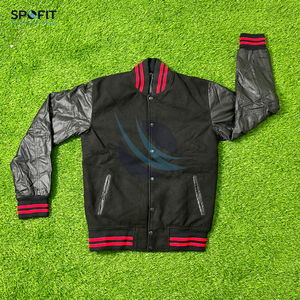 แจ็คเก็ตวาร์ซิตี้สตรีทแวร์ฤดูหนาวปี 2025 สำหรับผู้ชาย ทำจากผ้าขนสัตว์ 100% คอตั้ง ปักลายด้านหน้าแบบกำหนดเองได้ ผลิตตามสั่ง ทรงสปอร์ต - Product Image 1