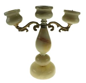 Bougeoir Onyx chandelier marbre, Candélabre en marbre, Laiton Onyx Double Deux Bougeoirs - Product Image 1