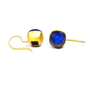 Juego de pendientes clásicos de Plata de Ley 925 para mujer con piedras preciosas de labradorita chapadas en oro para boda o fiesta estilo moderno - Product Image 5