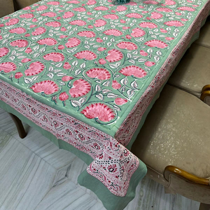 Nappe élégante en 100% coton imprimée à la main, motif floral, artisanal traditionnel, fait à la main, couverture de table élégante - Product Image 1