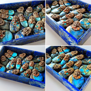 จี้ดินเหนียวโพลิเมอร์รูปหน้าเทพธิดาลาบราดอไรต์ธรรมชาติอัญมณีทรงหลวมฟรีขนาดอัญมณีฉูดฉาดคุณภาพสูงสำหรับจี้ - Product Image 3