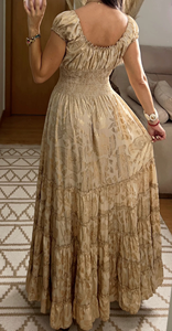 Robe longue Bohème à imprimé Paisley, manches courtes, col en V, taille élastique, style vintage, tenue de villégiature avec ceinture, été - Product Image 5