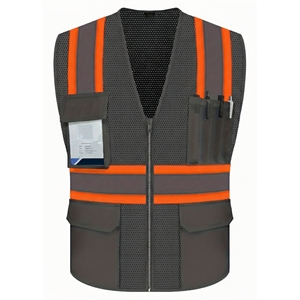 Custom Hi Vis Security Guard Safety Vest with Pockets Durable Reflective Mesh Cotton Jacket Workwear ANSI Compliant - Product Image 6