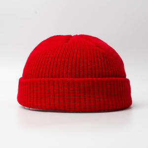 Acrylic <b>Ribbed</b> Beanie Cap Plain <b>Knit</b> Winter Hat Fold <b>Knit</b> Warm Beanie Hat For Women Logo On demand Soft cap For men - Product Image 4